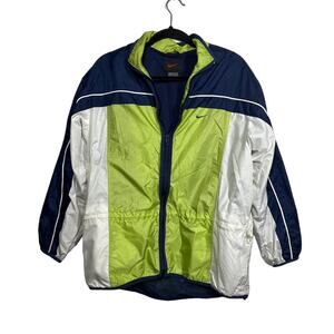 Nike Full Zip Windbreaker Jacket Swoosh Logo Neon Colorblock Vintage 90s Size M